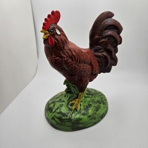 Hand Painted Vintage‎ Rooster Figurine Farmhouse Country Kitchen Rustic Chicken